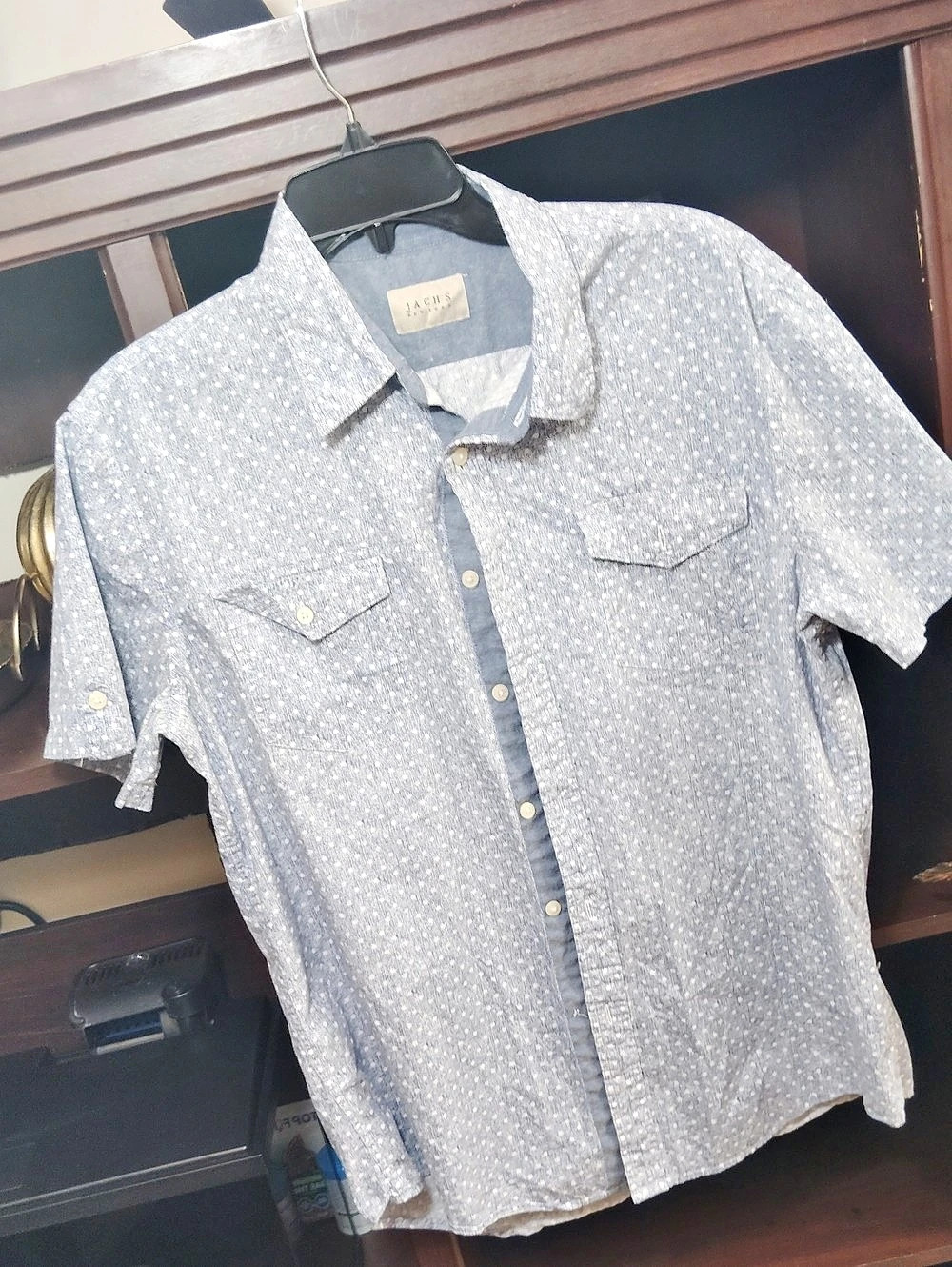 Jachs NY Men's Blue & White Polka Dot Shirt